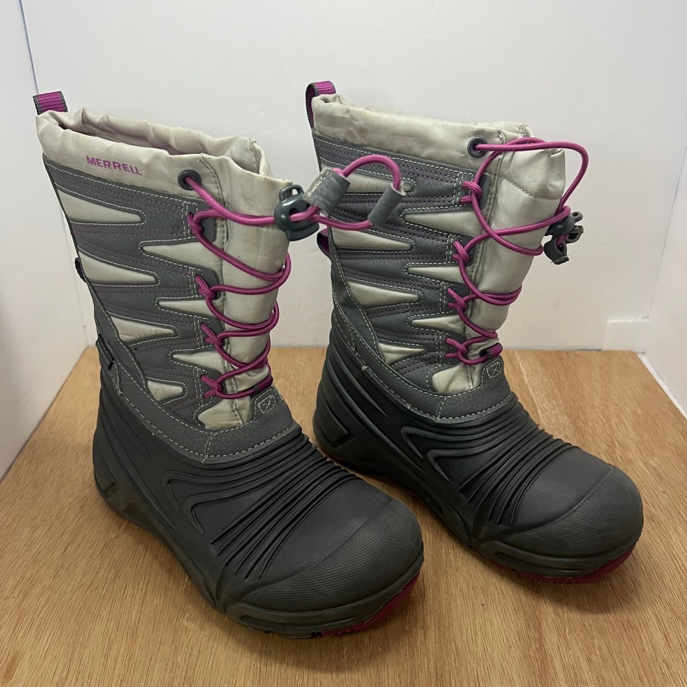 MERRELL Snow Quest Lite 3.0 Kids Waterproof Boots 1M Grey MK165179 Insulated